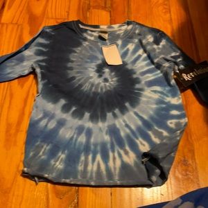 Blue tye dye,girls, long sleeve shirt, new, never worn ,with tags
